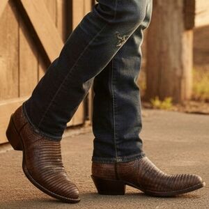 DAN POST Exotic Brown Lizard Cowboy Western Boots #16709 ,Mens 8 D